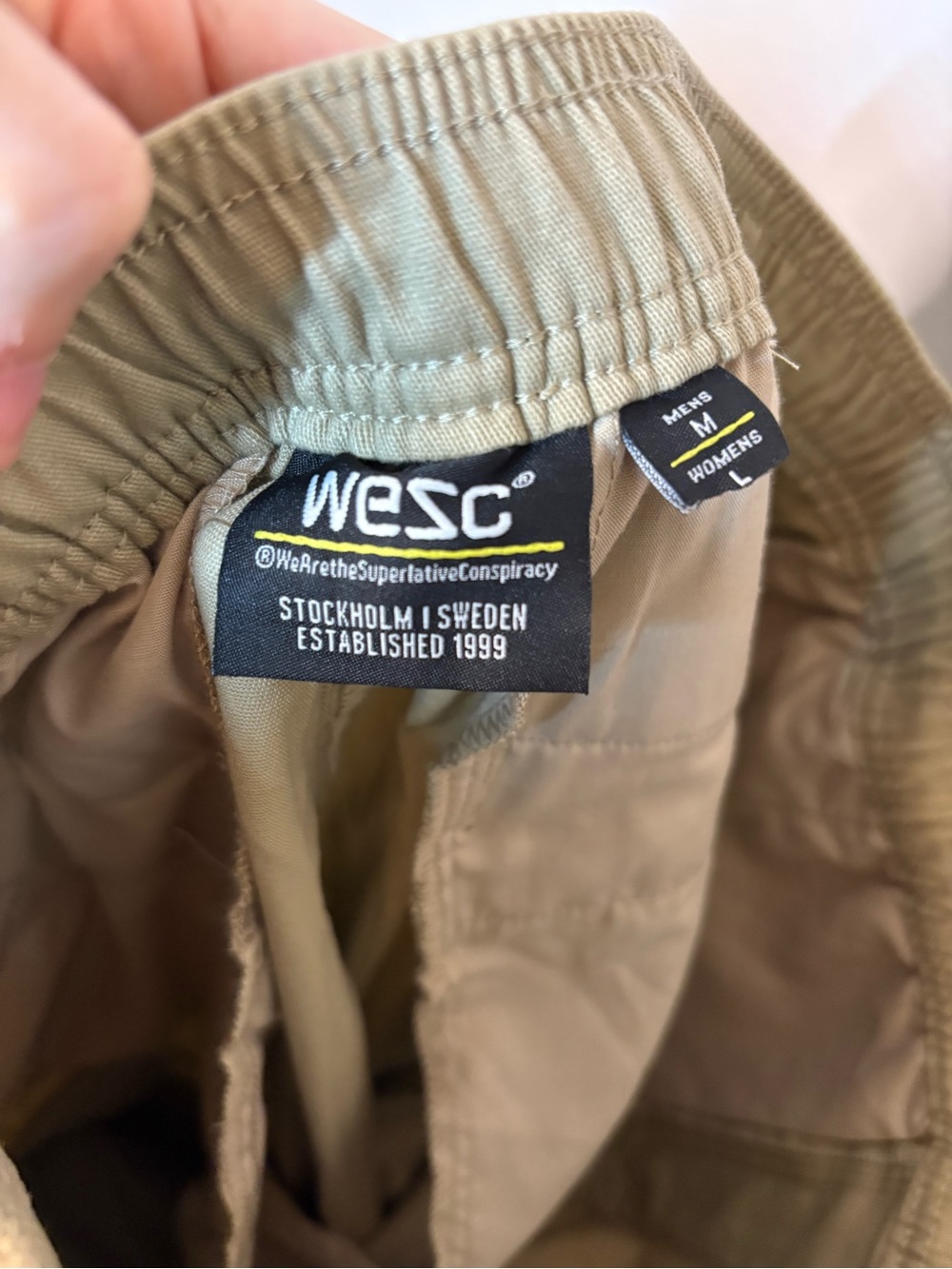 Wesc Men's Medium Women's Large Khaki Cargo Pants Drawstring Waist Gorpcore Hik - Picture 11 of 13
